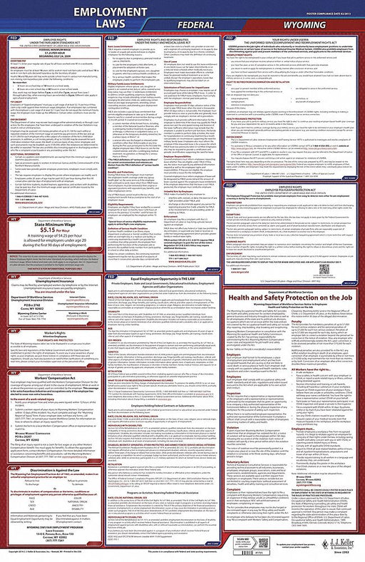 LaborLaw Poster Fed/STA WY ENG 26inH 1yr