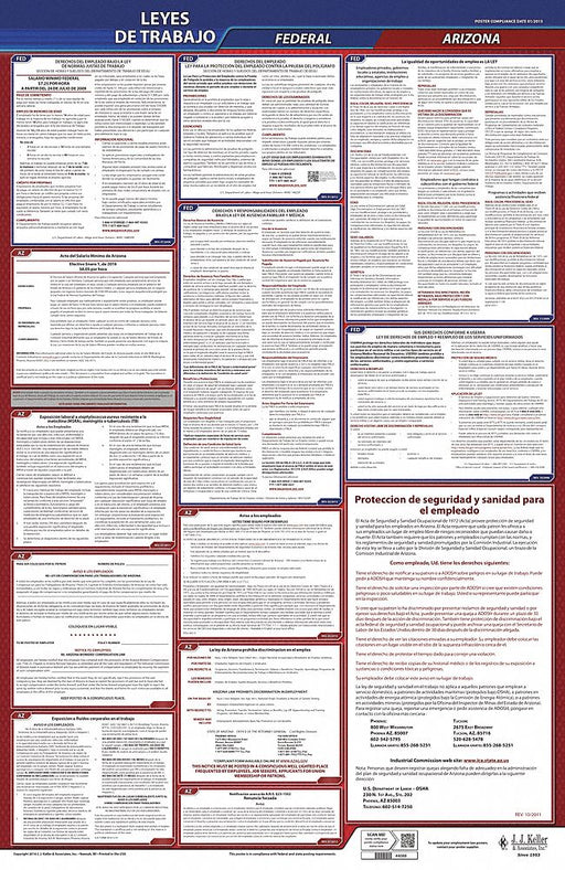 Labor Law Poster Fed/STA AZ SP 26inH 1yr