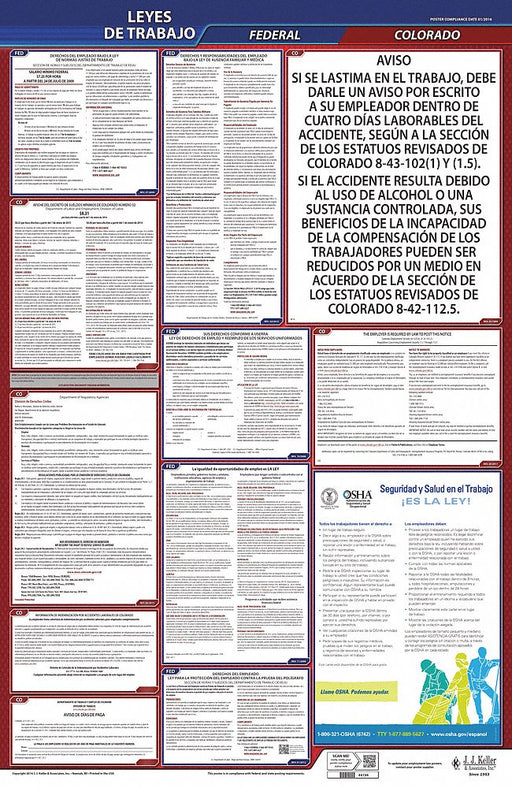 Labor Law Poster Fed/STA CO SP 26inH 3yr