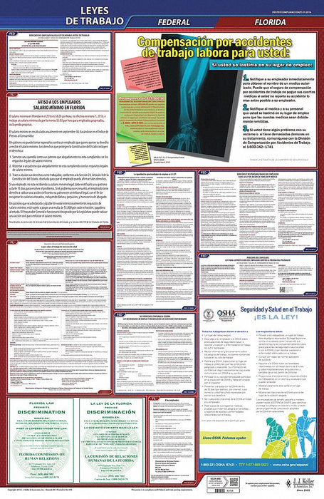 Labor Law Poster Fed/STA FL SP 40Wx26inH