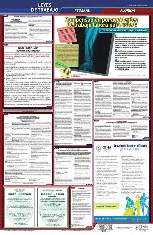 Labor Law Poster Spanish FL Plastic