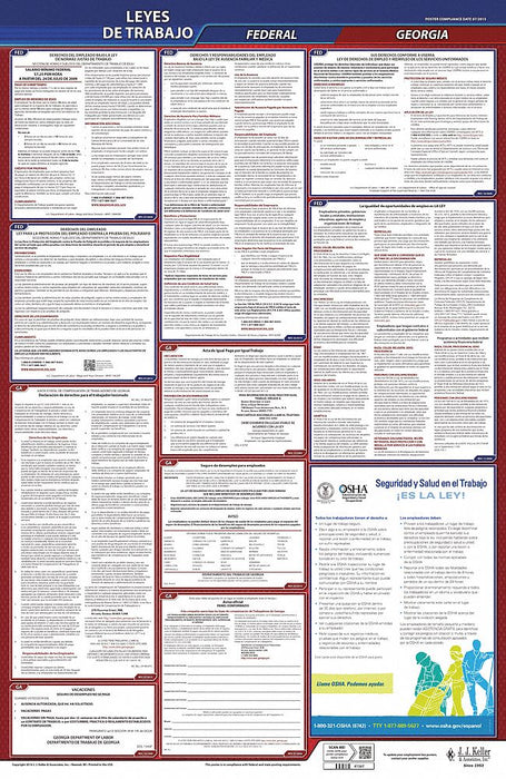 Labor Law Poster Fed/STA GA SP 26inH 3yr