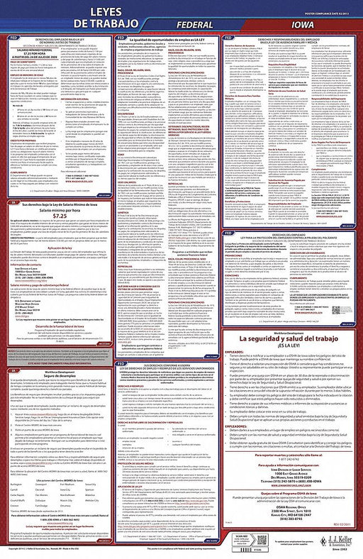 Labor Law Poster Fed/STA IA SP 40Wx26inH