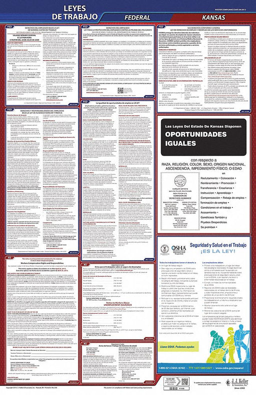 Labor Law Poster Fed/STA KS SP 40Wx26inH