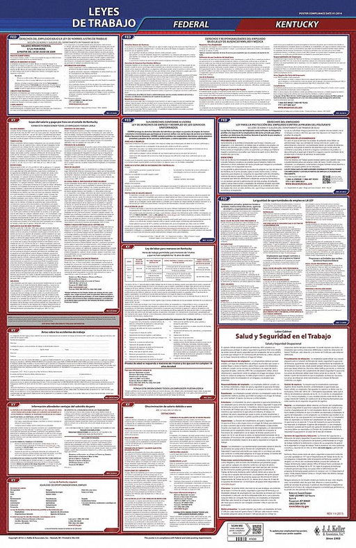 Labor Law Poster Fed/STA KY SP 40Wx26inH