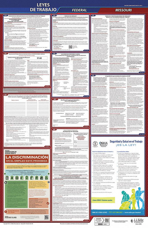 Labor Law Poster Fed/STA MO SP 26inH 1yr