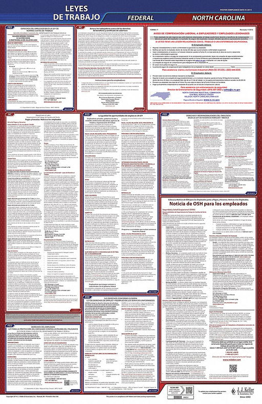 Labor Law Poster Fed/STA NC SP 26inH 3yr