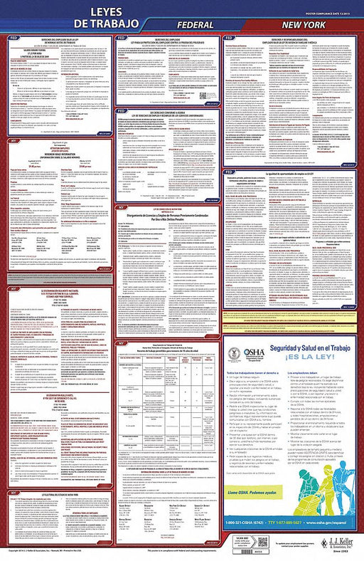 Labor Law Poster Fed/STA NY SP 40Wx26inH