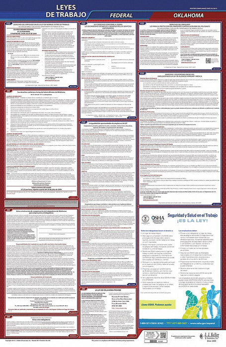 Labor Law Poster Spanish OK Plastic