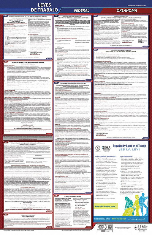 Labor Law Poster Fed/STA OK SP 40Wx26inH