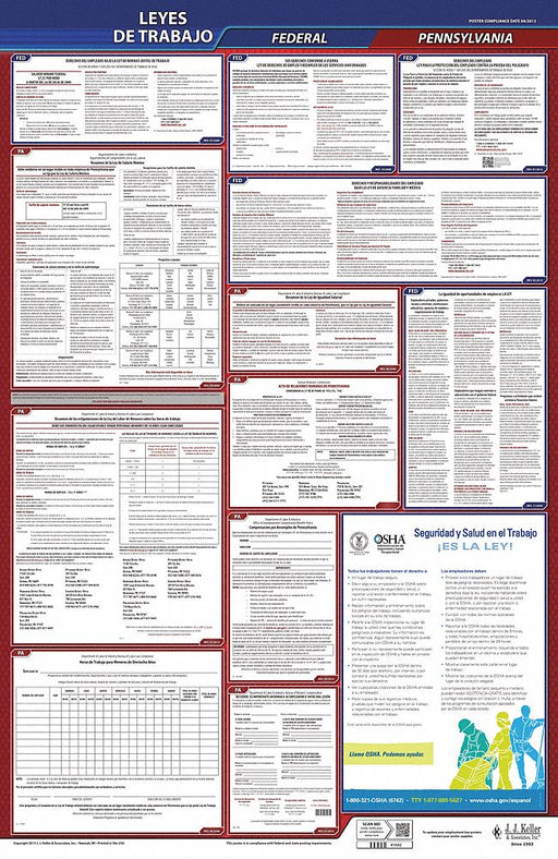 Labor Law Poster Fed/STA PA SP 26inH 1yr