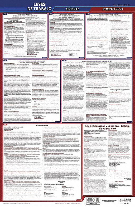 Labor Law Poster Spanish PR Plastic