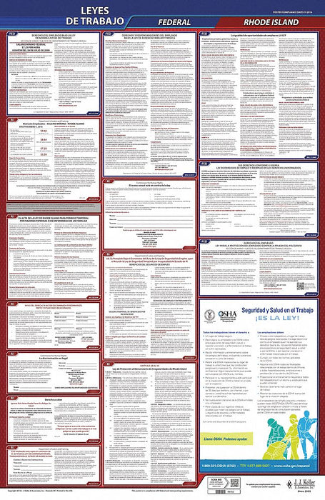 Labor Law Poster Fed/STA RI SP 26inH 3yr