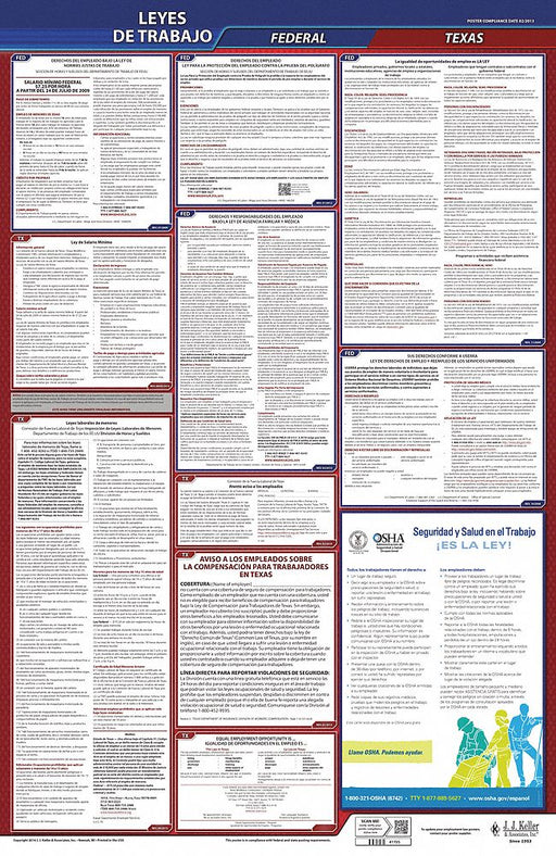 Labor Law Poster STA TX SP 40Wx26inH 3yr