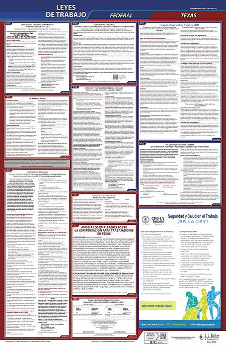 Labor Law Poster Fed/STA TX SP 40Wx26inH