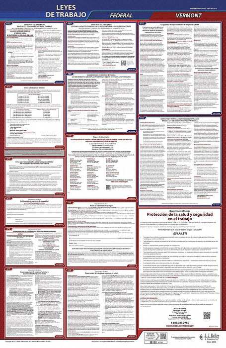 Labor Law Poster Fed/STA VT SP 26inH 3yr