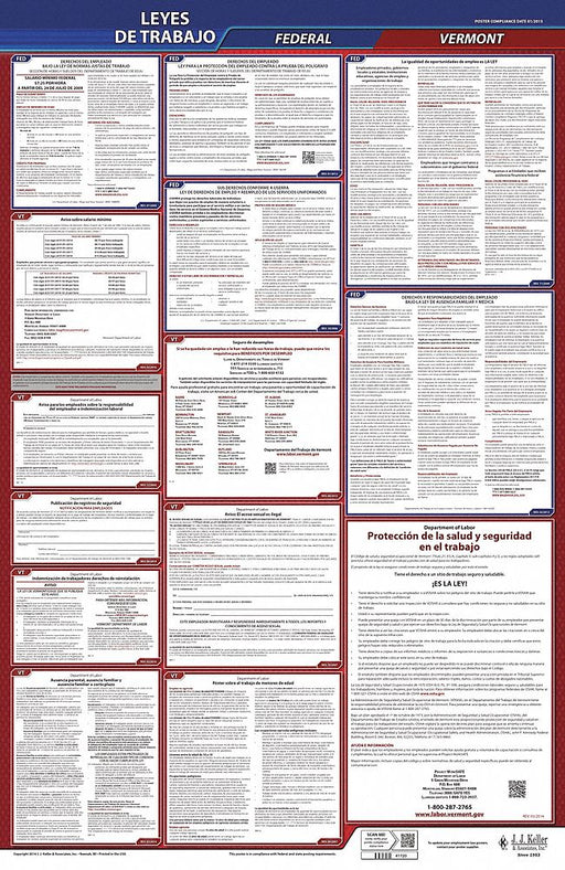 Labor Law Poster Fed/STA VT SP 26inH 3yr