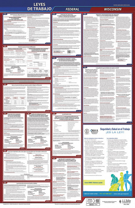 Labor Law Poster Fed/STA WI SP 40Wx26inH