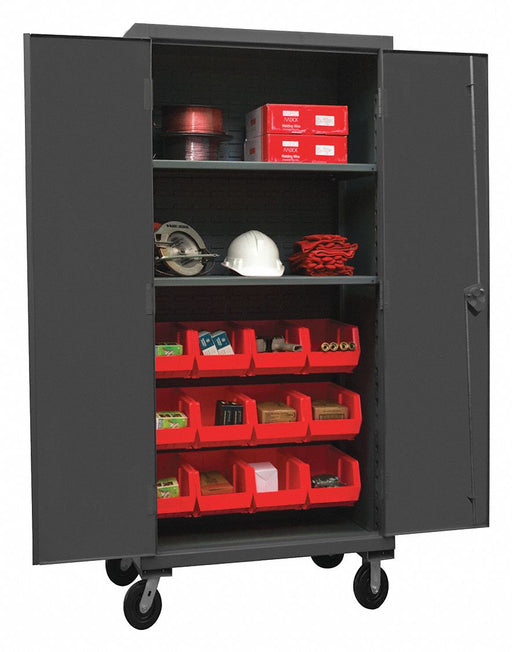 K4886 Bin Cabinet 80 x36 x24 Gray 12RedBns