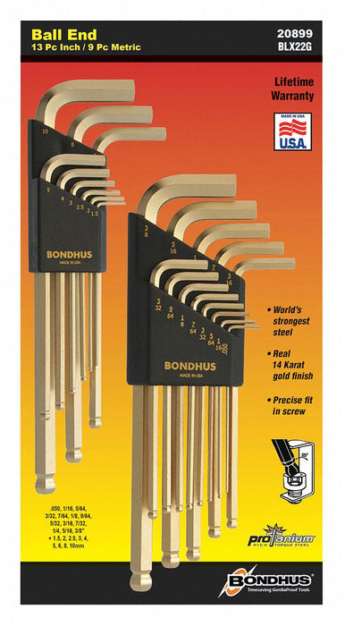 L-Wrench Set 22 pcs GLDGRD Ball