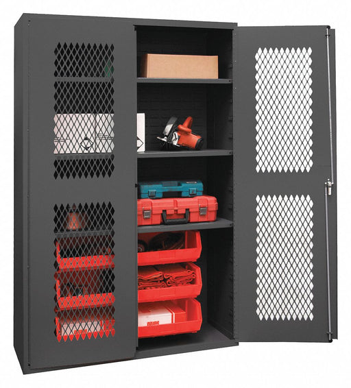 K4951 Bin Cabinet 72 x48 x24 Gray 6RedBns