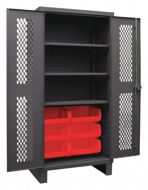 K4952 Bin Cabinet 78 x36 x24 Gray 6RedBns