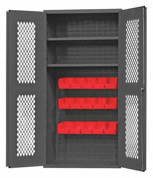 K4950 Bin Cabinet 72 x36 x24 Gray 15RedBns