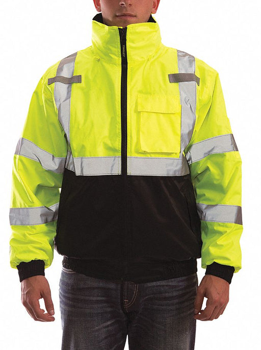Hi-vis Bomber Jacket Insltd Lime/Blk 3XL