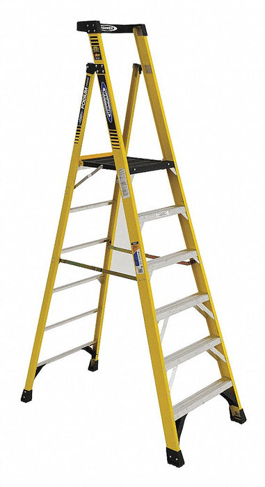 Podium Stepladder 6 ft Fiberglass 375 lb