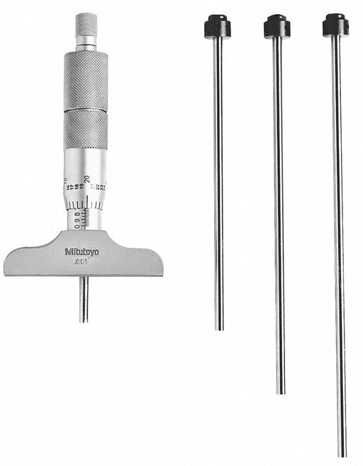 Depth Mic 0-4 Ratchet Stop NIST Case