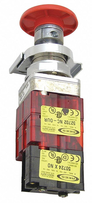 EmergncyStpPushButtn NonIllm Red 1NO/2NC