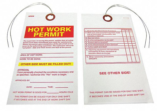 Hot Work Permit Tag 5 3/4in H PK25