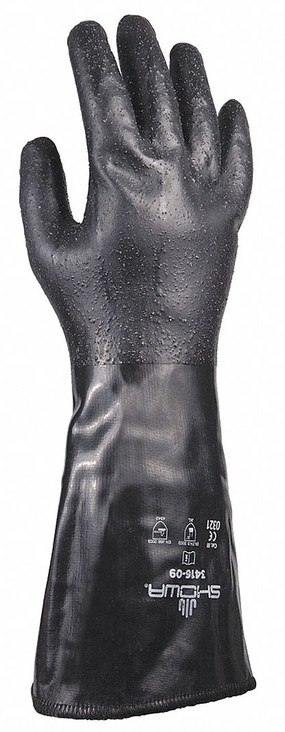 J1332 ChemResistantGloves Blk Gauntlet L 10 PR