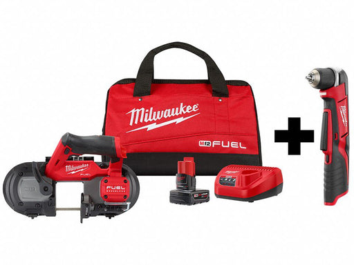 M12 Band Saw Kit and Right Angle Drill