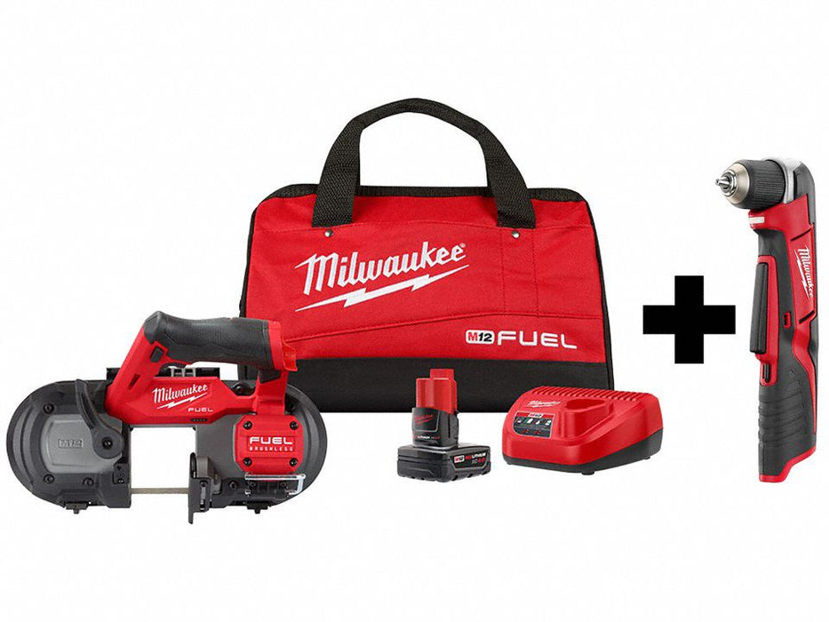 M12 Band Saw Kit and Right Angle Drill