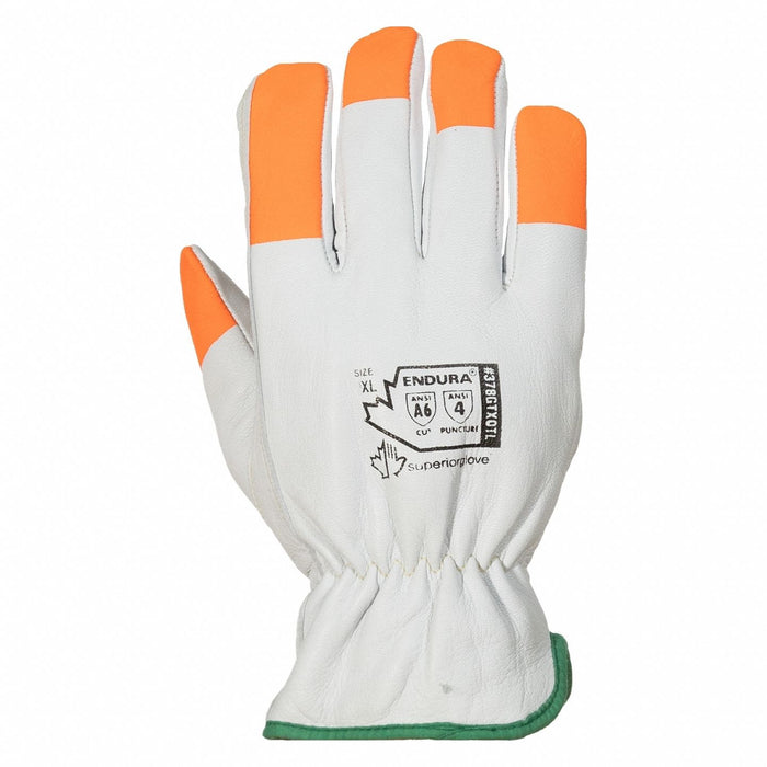 Leather Gloves White Back L PR1