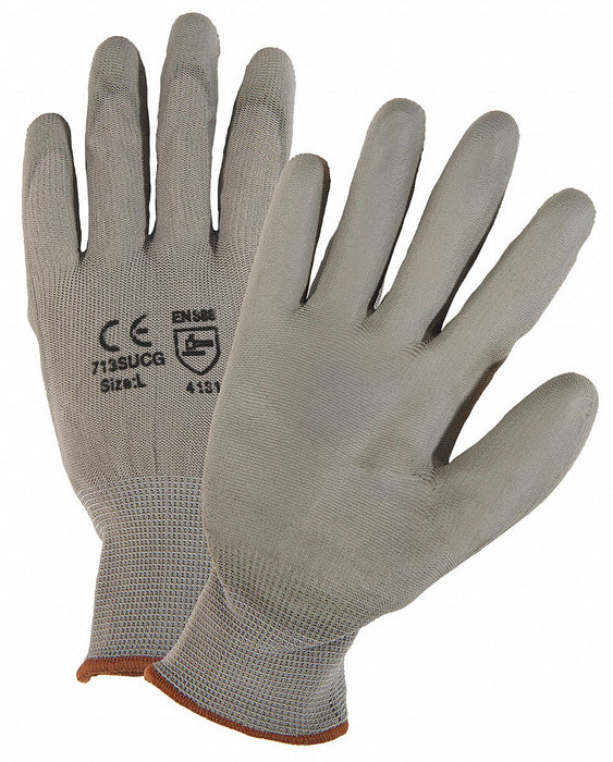 Work Gloves Gray PU Coated Nylon XL PK12