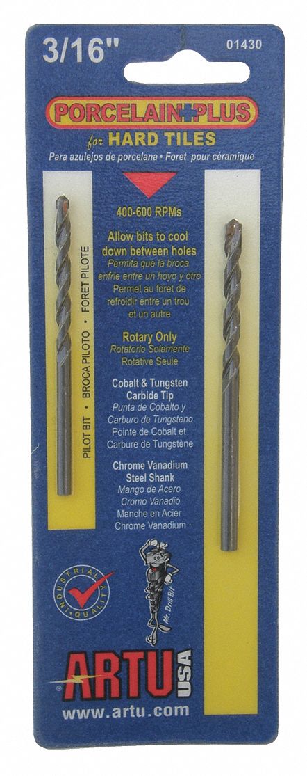 Glass Stone Tile Drill Set 2pc Carb Tip
