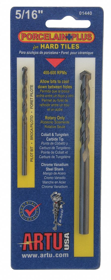 Glass Stone Tile Drill Set 2pc Carb Tip
