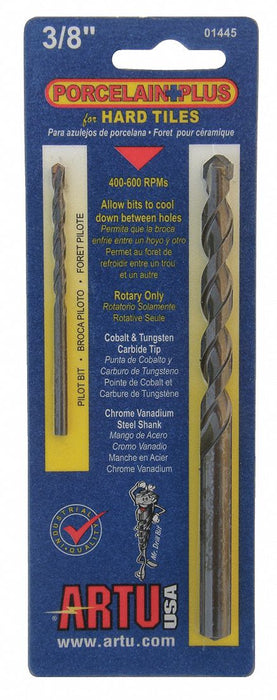 Glass Stone Tile Drill Set 2pc Carb Tip