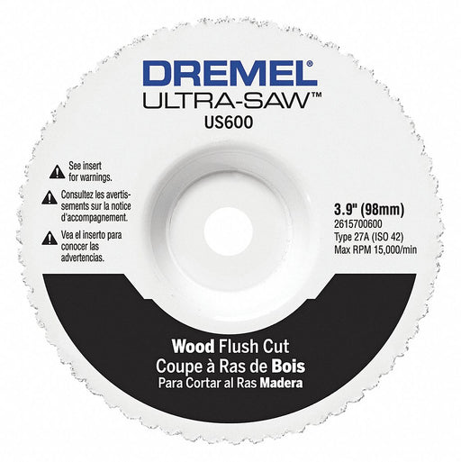 Flush Cut Wheel 3 7/8 in Dia Mounted