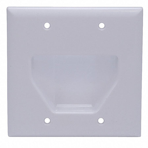 Wall Plate Cable Recessed 2G Wht