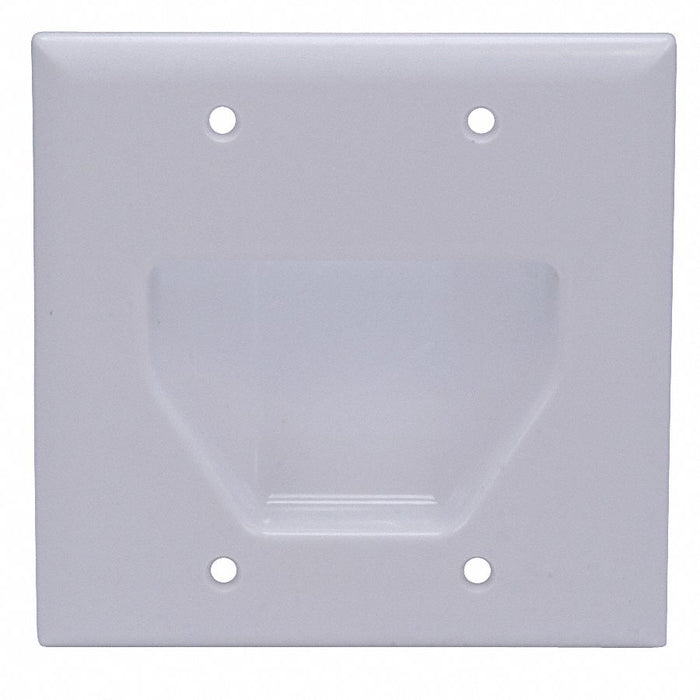 Wall Plate Cable Recessed 2G Wht