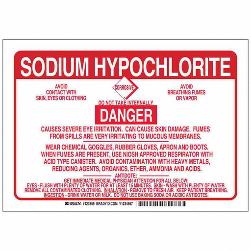 Chemical Sign Plastic 7 x10 in Red/White