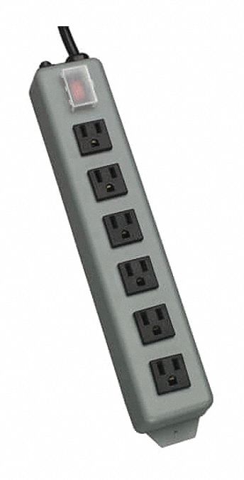 Outlet Strip Gray 12-1/2 in 6 Outlets