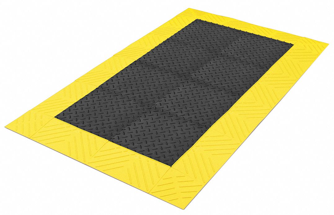 Antifatigue Mat Black YllwBrdr 3ft.x5ft.