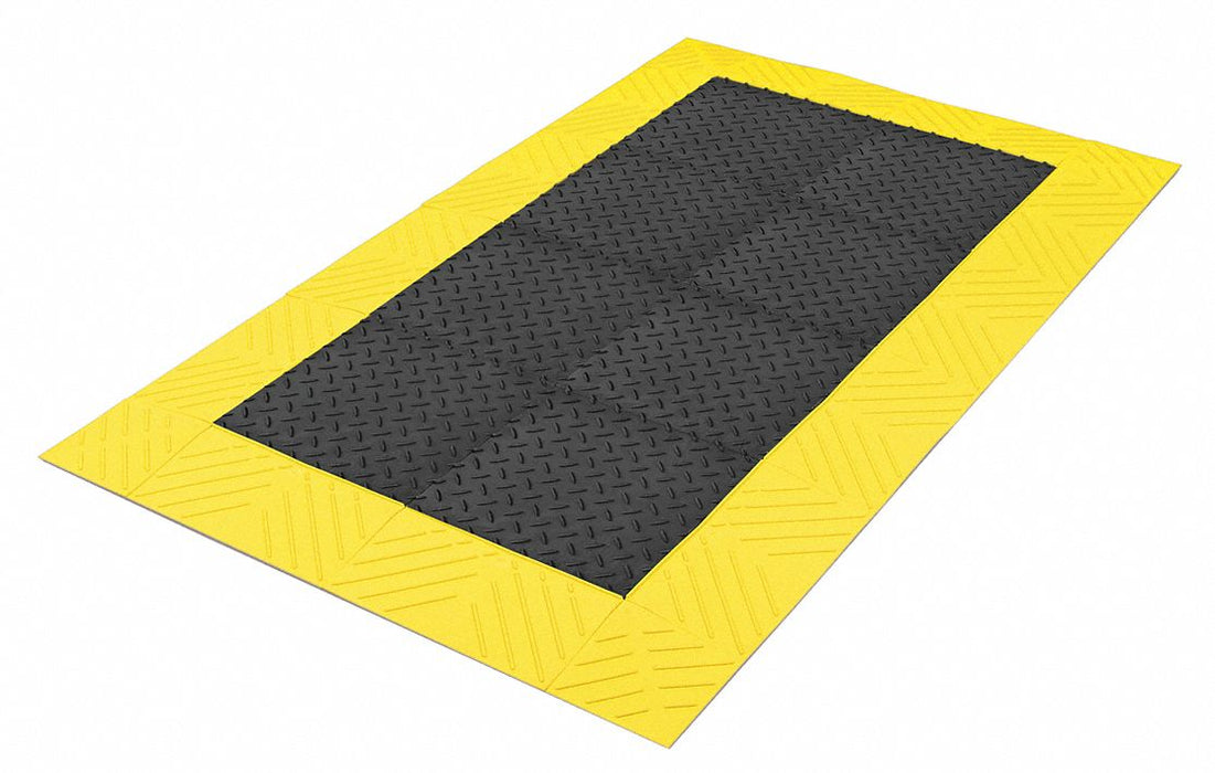 Antifatigue Mat Black YllwBrdr 3x10ft