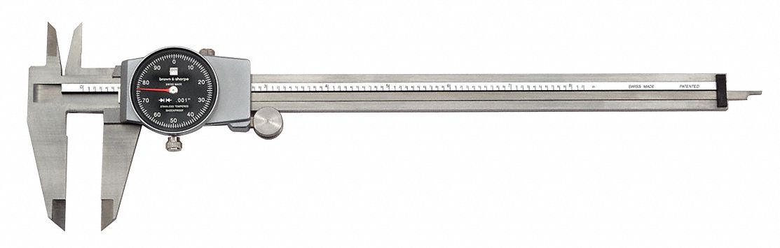 N1166 Dial Caliper Range 0 to 8In Jaw 1.9In