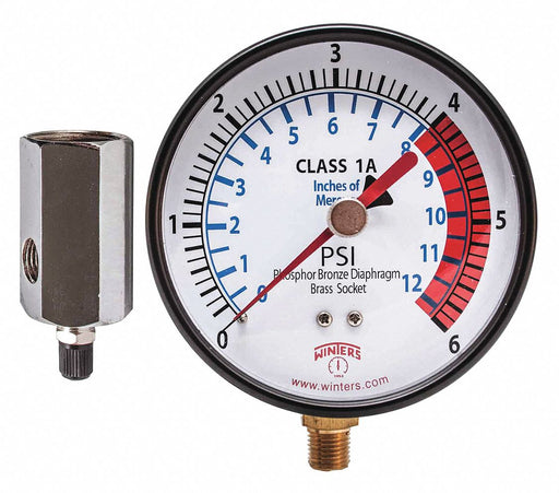 K4558 Pressure Gauge 4 Dial Size Black