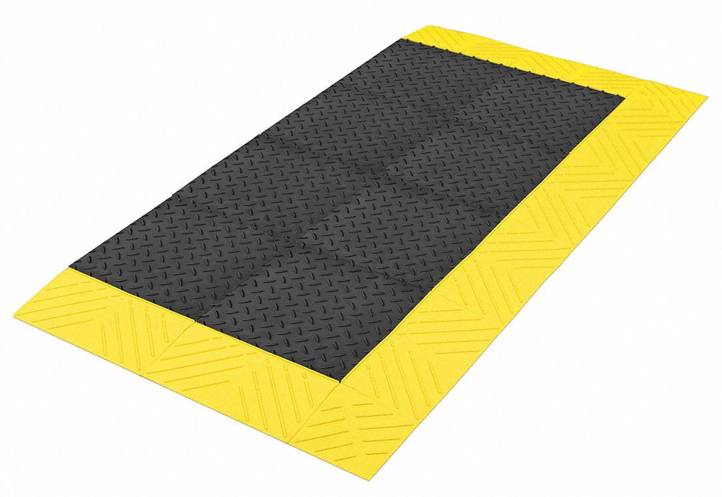 Antifatigue Mat Black YllwBrdr 2ft6 x5ft